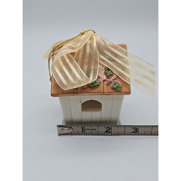 Vtg Papel Giftware BIRDHOUSE Ornament JOYS OF WINTER Christmas 3.25” Porcelain - Picture 8 of 10